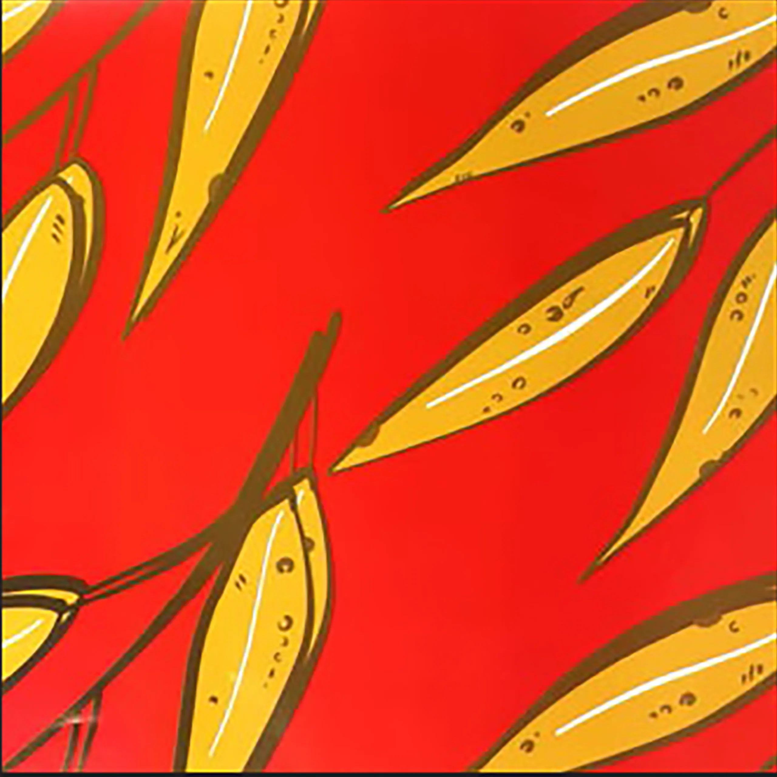 Foliage Bamboo Stems - Amber Gold on Red #80 - Image 2