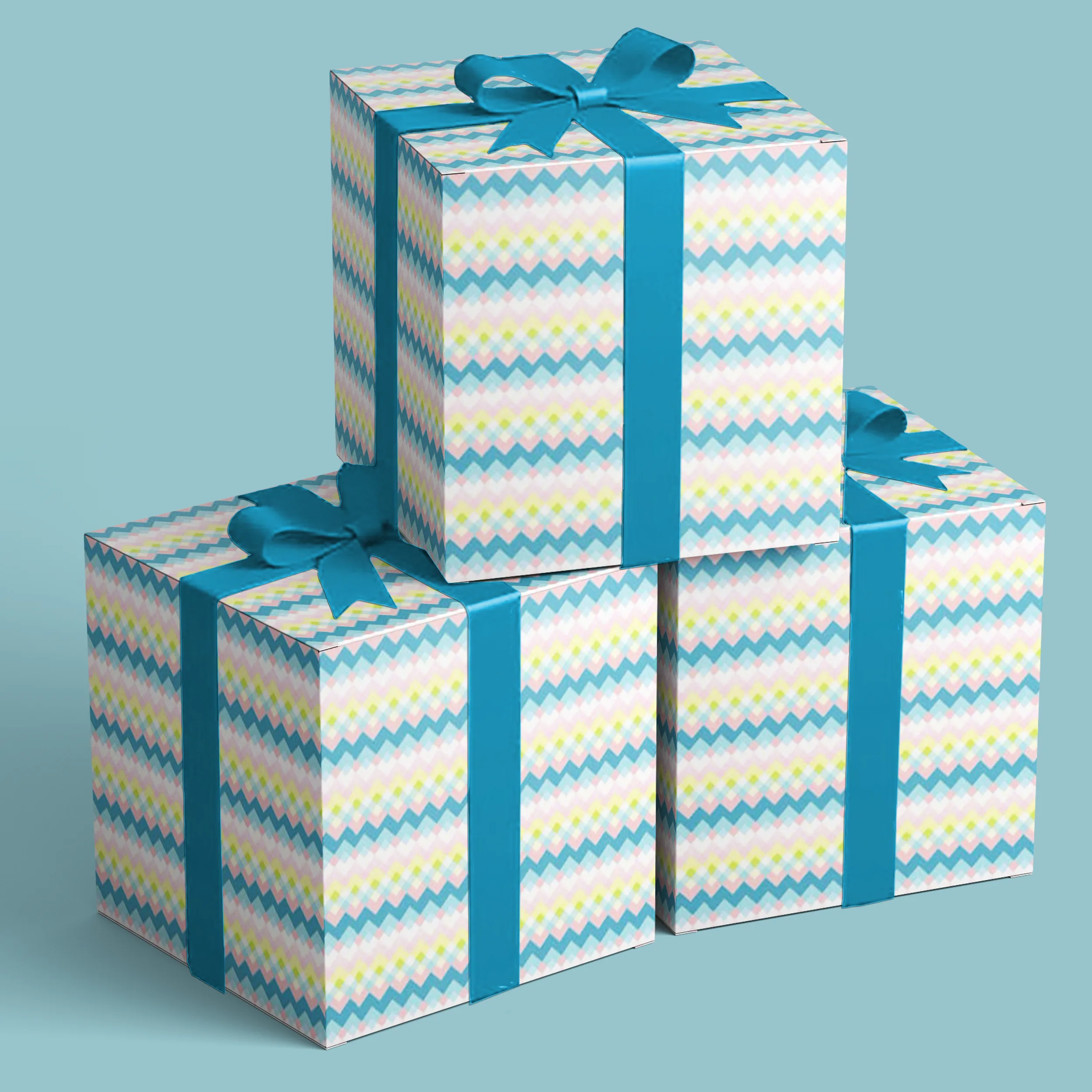 Zig Zag Vertical Pink & Turquoise #57