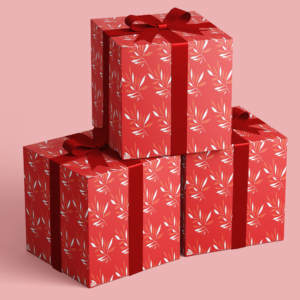 Foliage Small White Leaves on Red #77