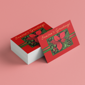 Christmas Seasons Greetings Pointsetta Card 01